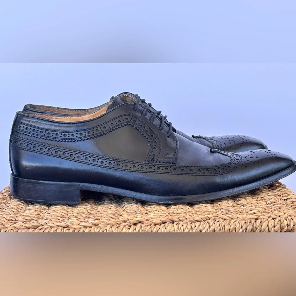 Mercanti Fiorintini Men’s Classic‎ Leather Italian Wingtip Oxfords Black 10M